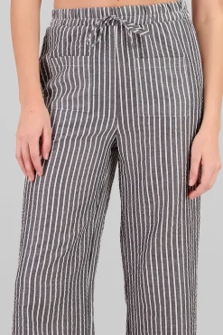 Shasa Striped Textured Straight Pants