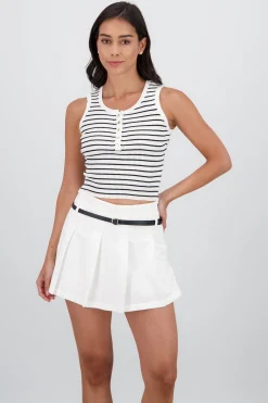 Shasa Striped Top with Buttons