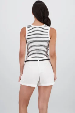 Shasa Striped Top with Buttons
