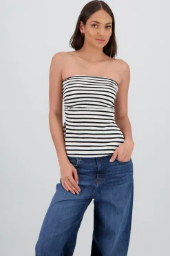Shasa Striped Tube Top with Slit
