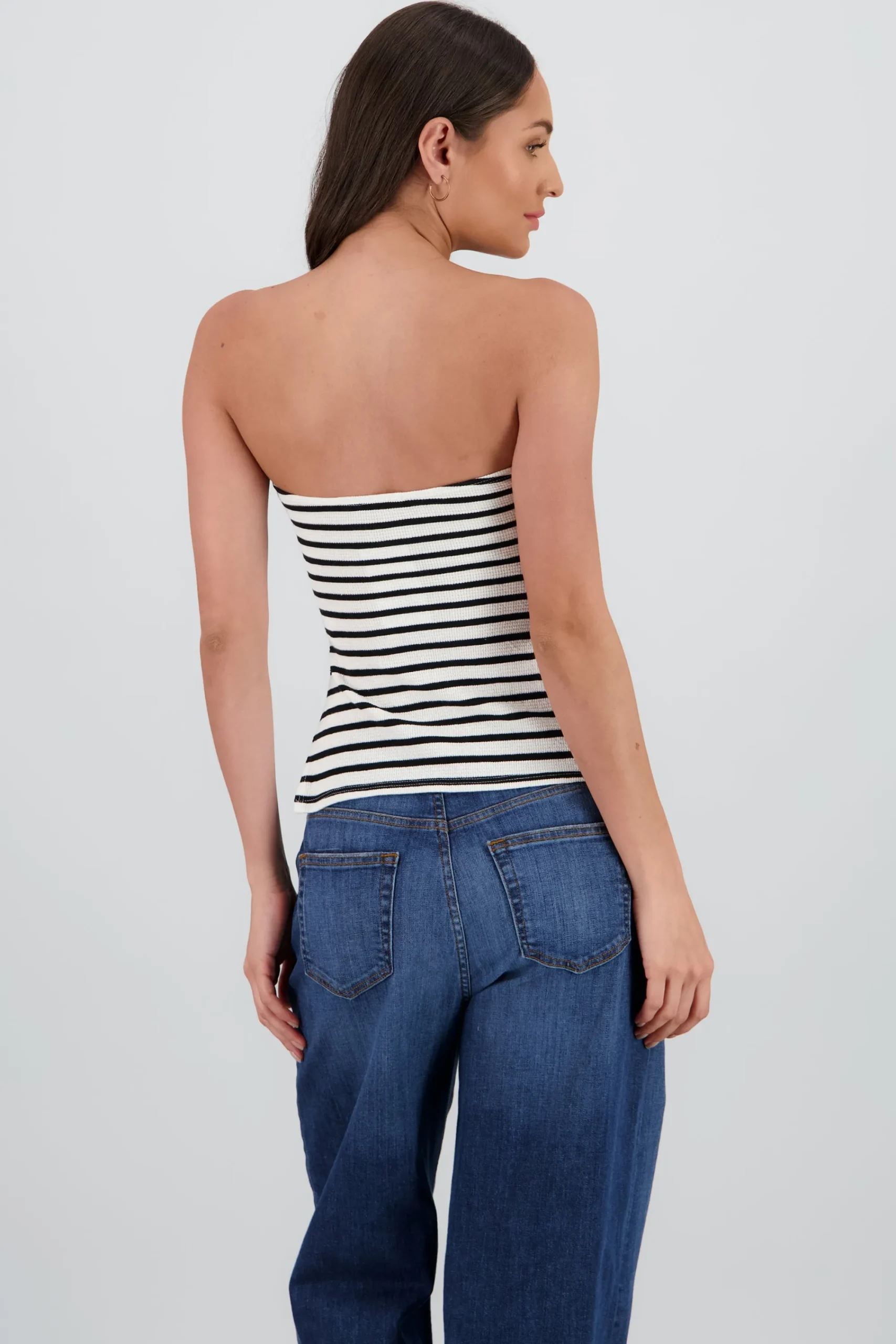 Shasa Striped Tube Top with Slit