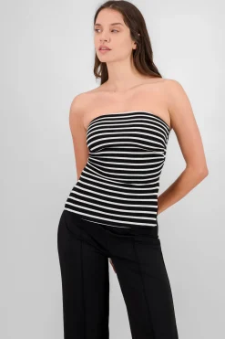 Shasa Striped Tube Top with Slit