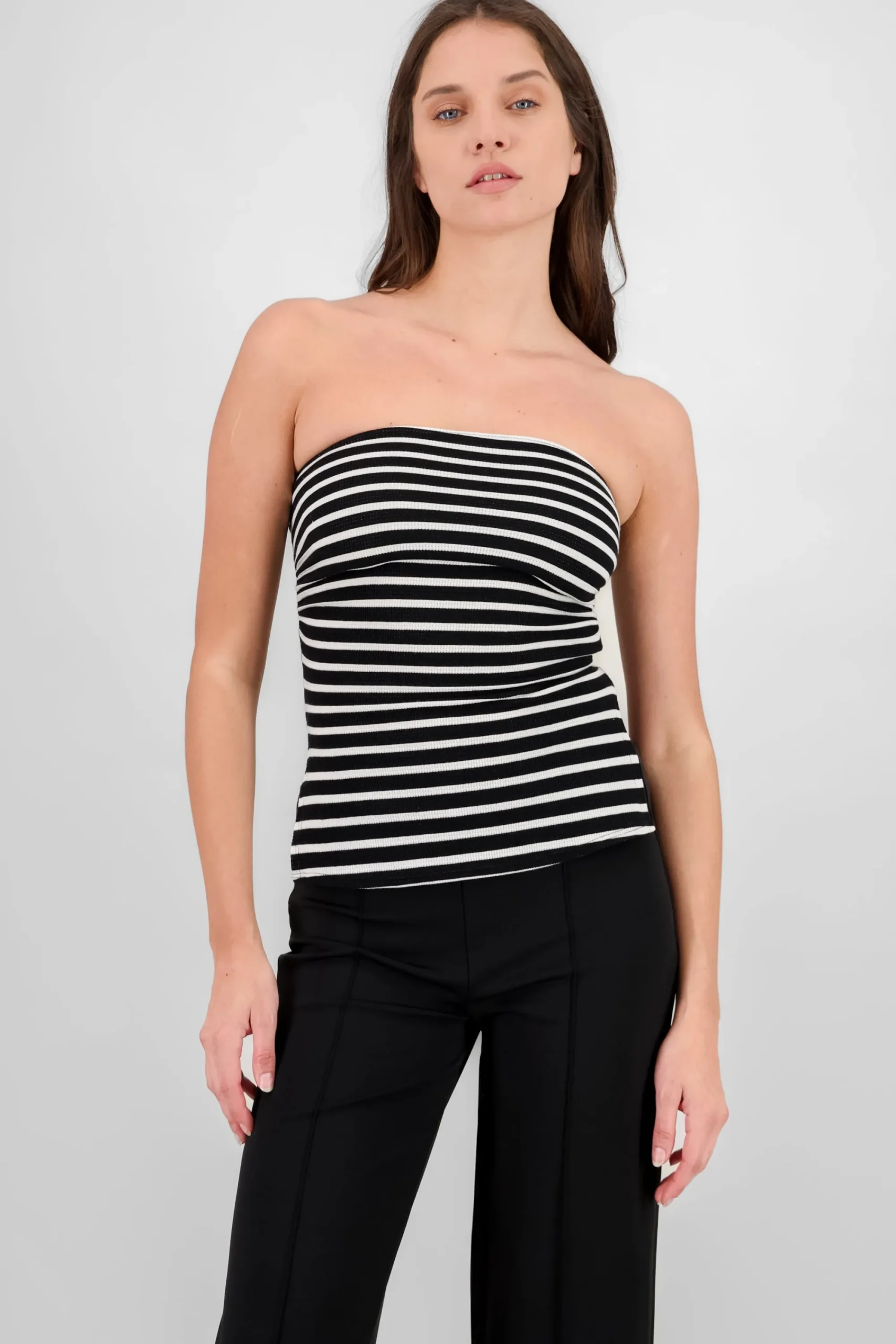 Shasa Striped Tube Top with Slit