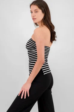 Shasa Striped Tube Top with Slit