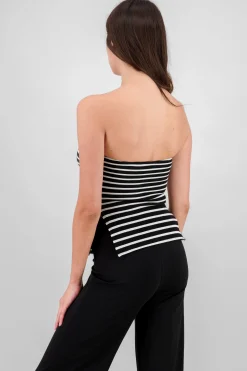 Shasa Striped Tube Top with Slit