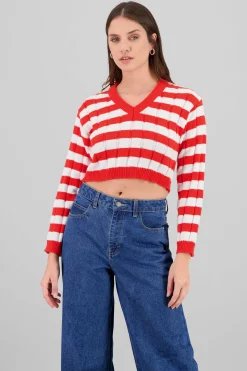 Shasa Striped V Neck Sweater