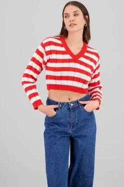 Shasa Striped V Neck Sweater