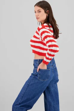 Shasa Striped V Neck Sweater