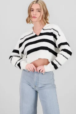Shasa Striped V-neck Sweater