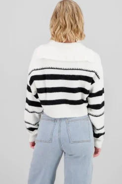Shasa Striped V-neck Sweater