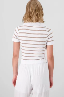 Shasa Stripped Polo Neck Top
