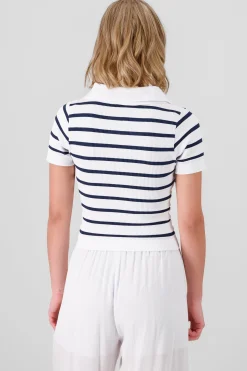 Shasa Stripped Polo Neck Top