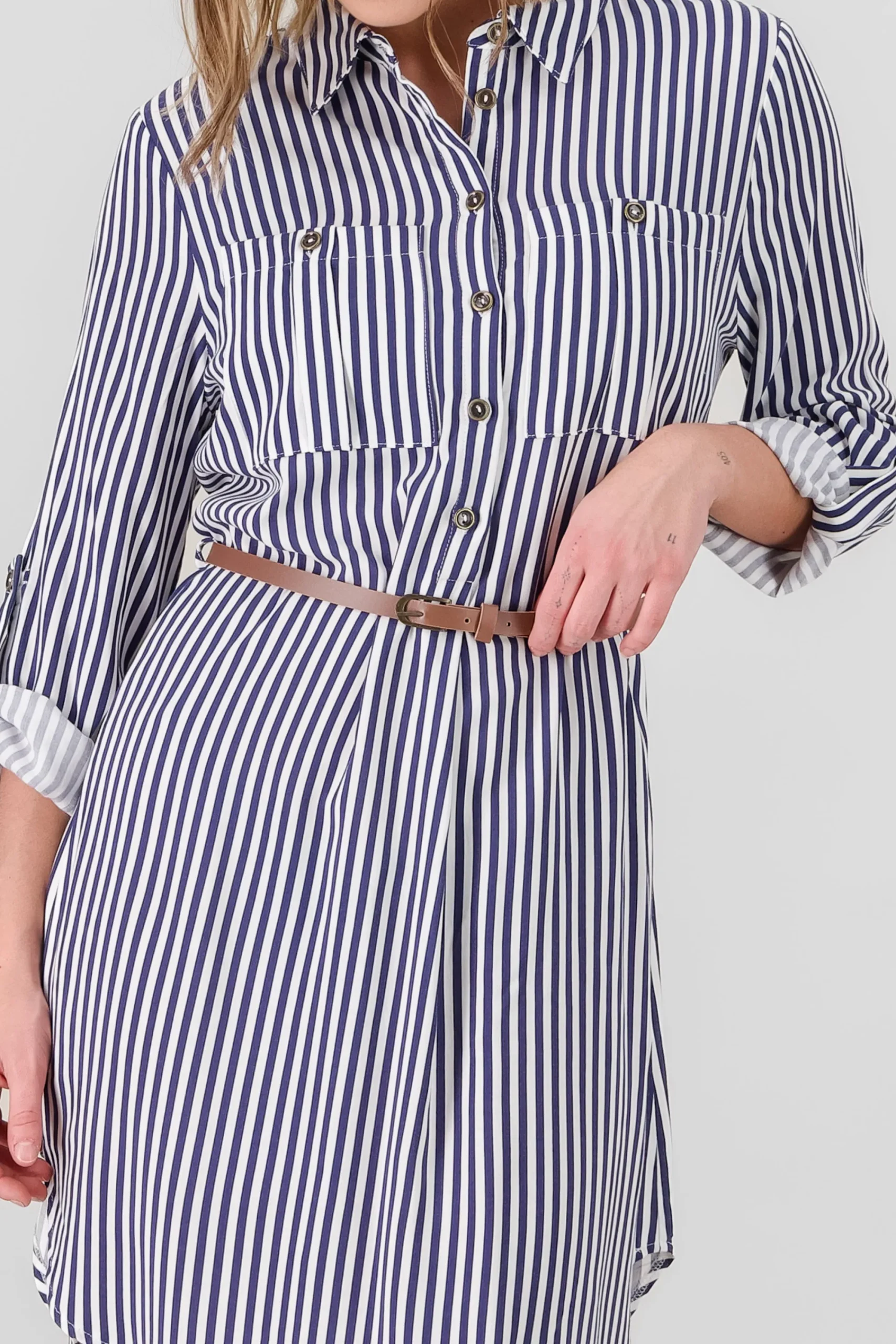 Shasa Stripped Print Short Dress