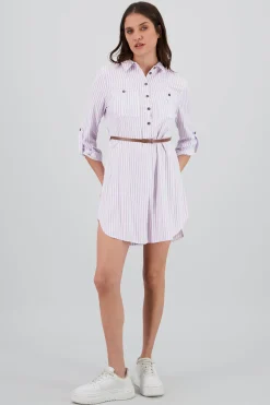 Shasa Stripped Print Short Dress
