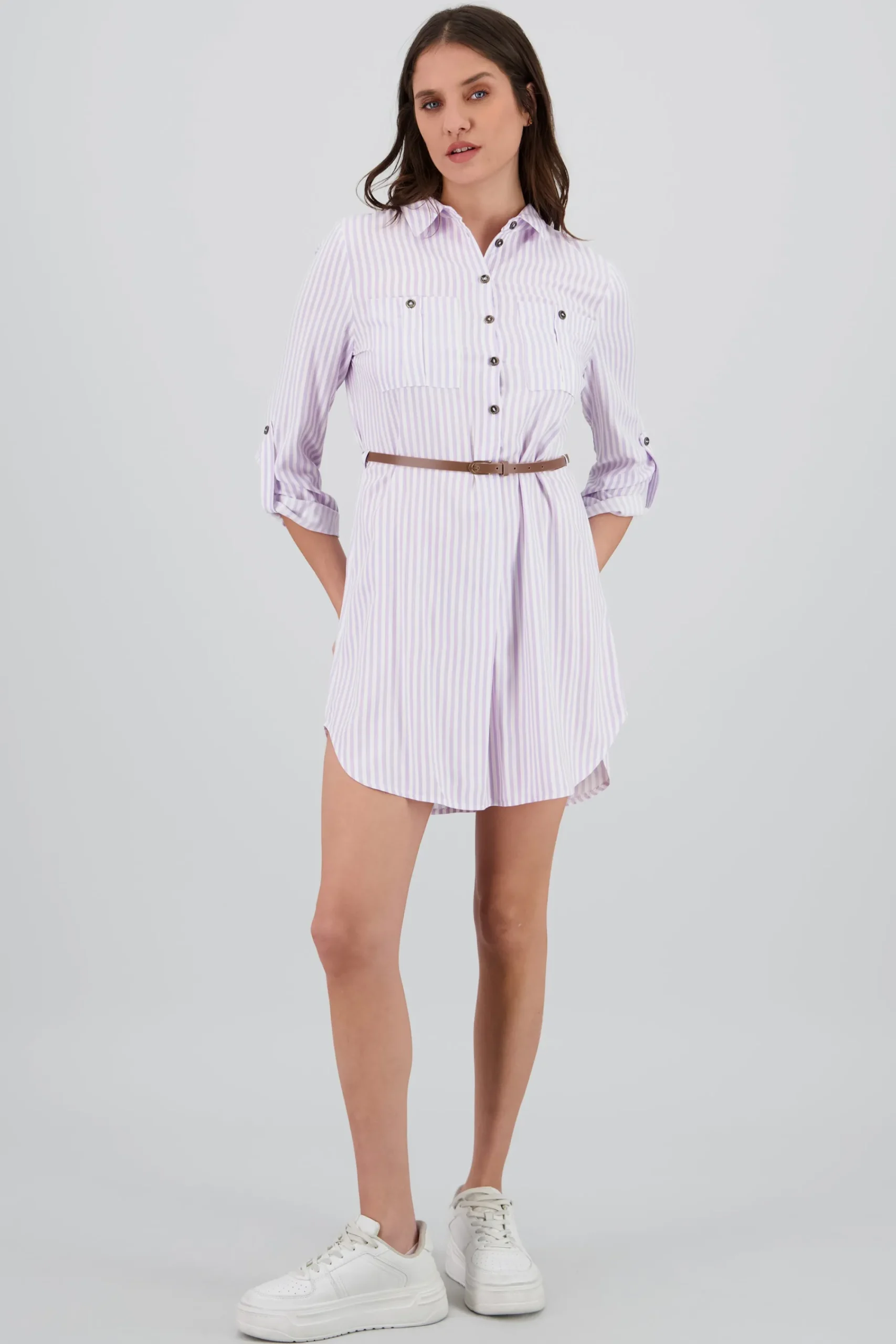 Shasa Stripped Print Short Dress