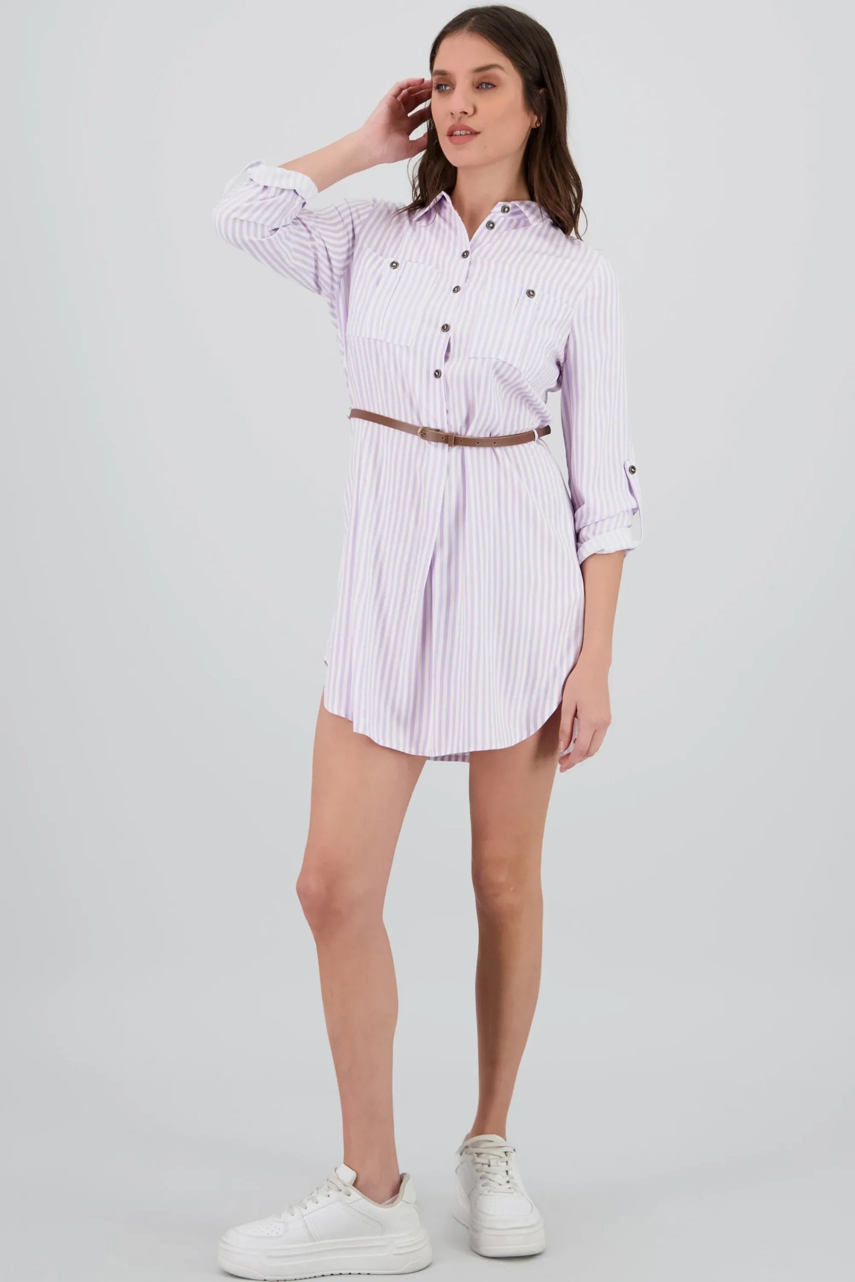 Shasa Stripped Print Short Dress