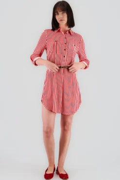 Shasa Stripped Print Short Dress