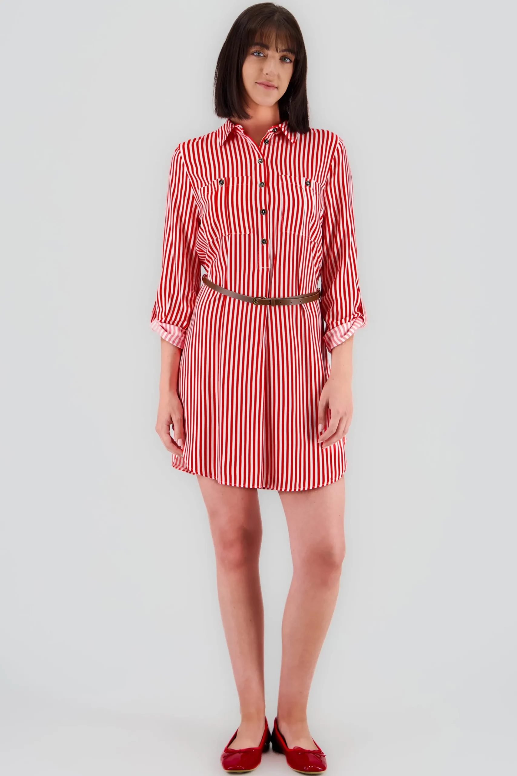 Shasa Stripped Print Short Dress
