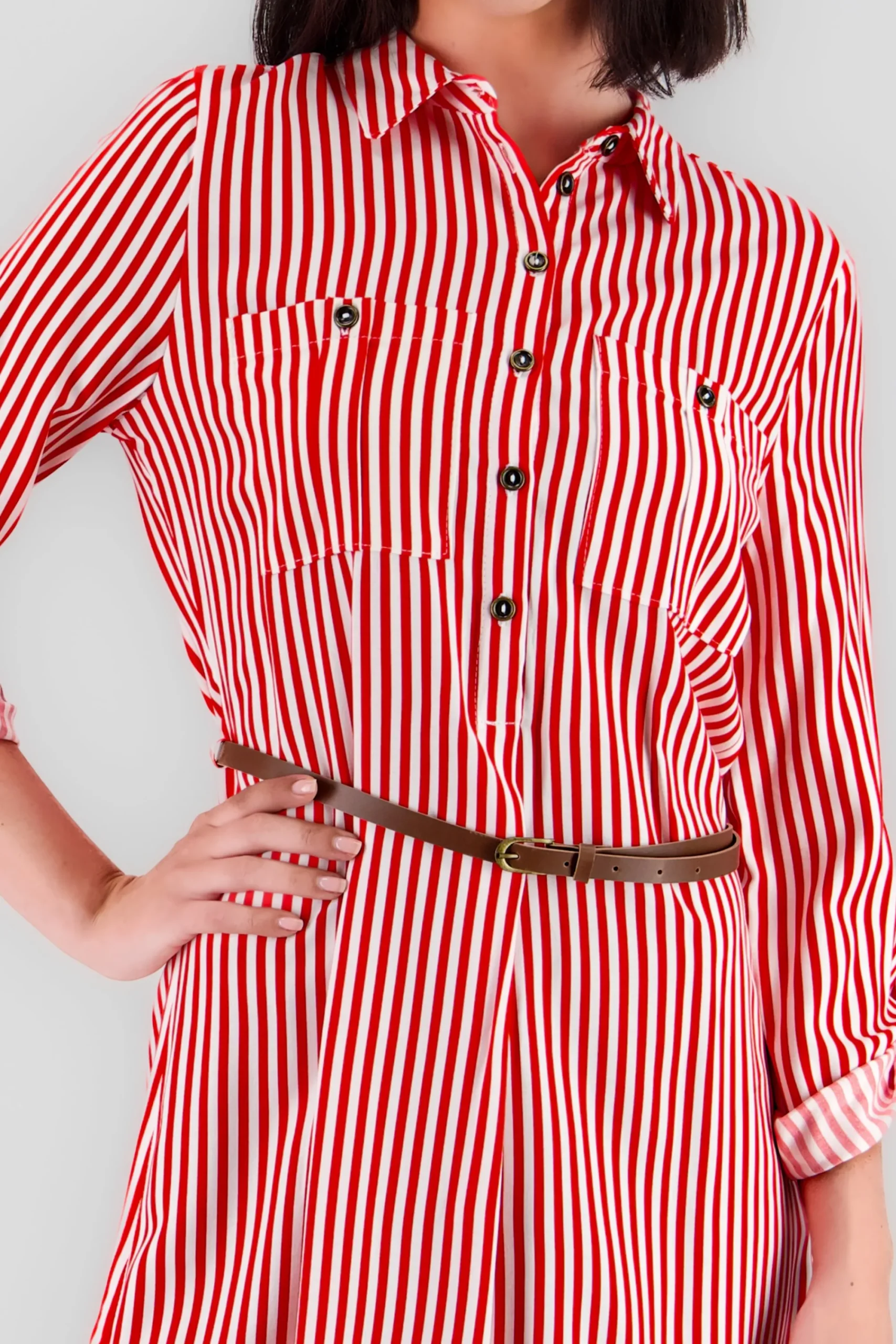 Shasa Stripped Print Short Dress