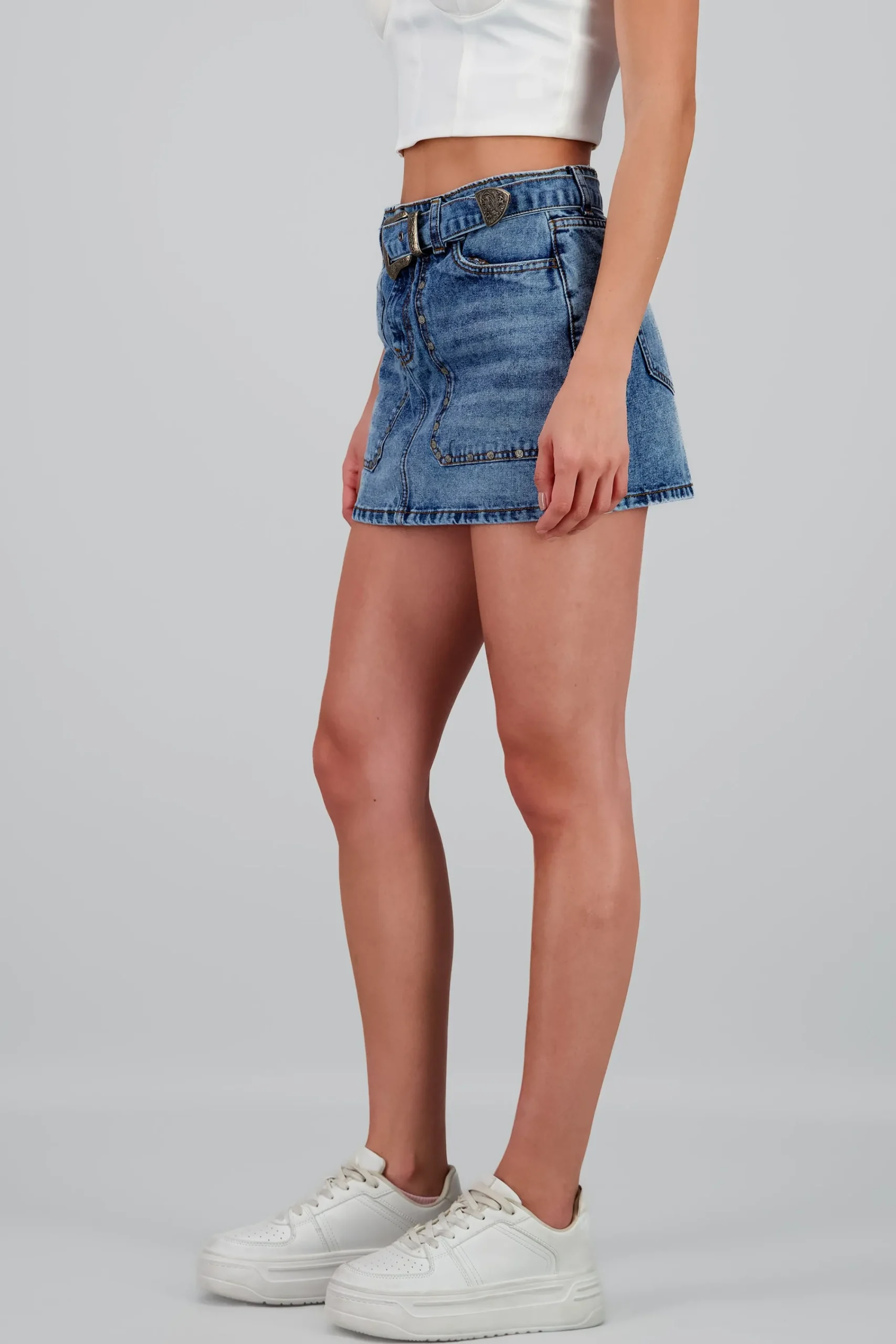 Shasa Studded Buckle Skirt
