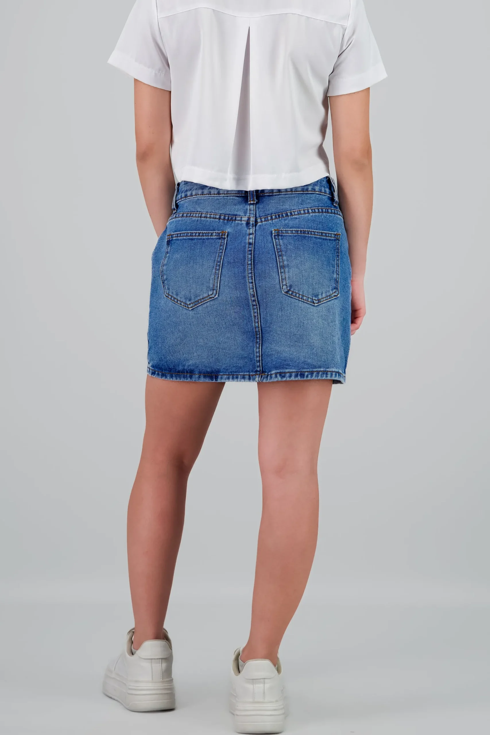 Shasa Studded Denim Mini Skirt