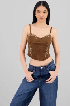 Shasa Suede Corset Blouse