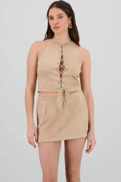 Shasa Suede Cropped Top