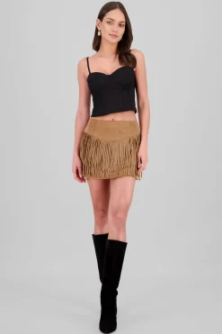 Shasa Suede Fringe Skirt