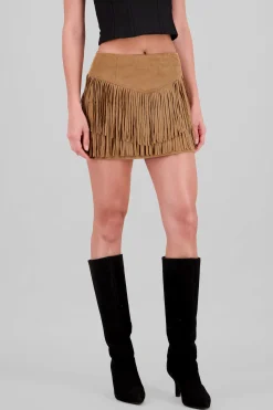 Shasa Suede Fringe Skirt