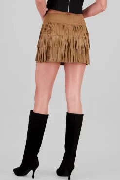 Shasa Suede Fringe Skirt