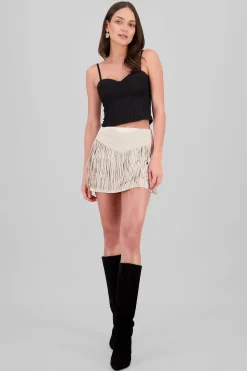 Shasa Suede Fringe Skirt