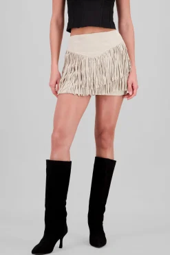 Shasa Suede Fringe Skirt