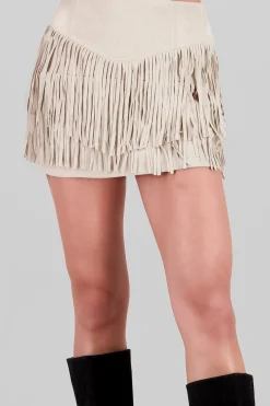 Shasa Suede Fringe Skirt