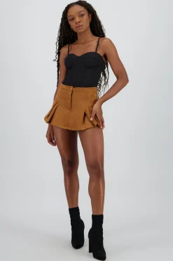 Shasa Suede Pleated Skort