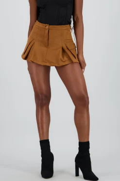 Shasa Suede Pleated Skort