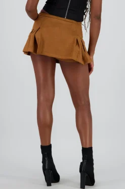 Shasa Suede Pleated Skort