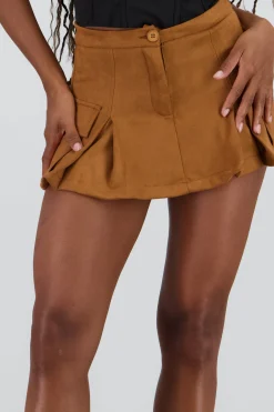 Shasa Suede Pleated Skort