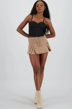 Shasa Suede Pleated Skort