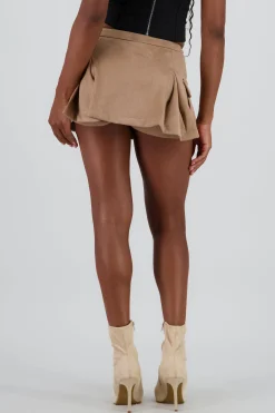 Shasa Suede Pleated Skort