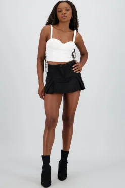 Shasa Suede Pleated Skort
