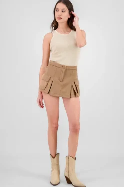 Shasa Suede Pleated Skort