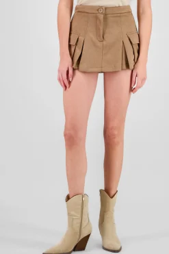 Shasa Suede Pleated Skort