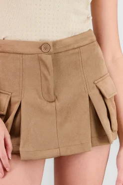 Shasa Suede Pleated Skort