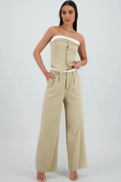 Shasa Tailored Pants with Contrast Waistband