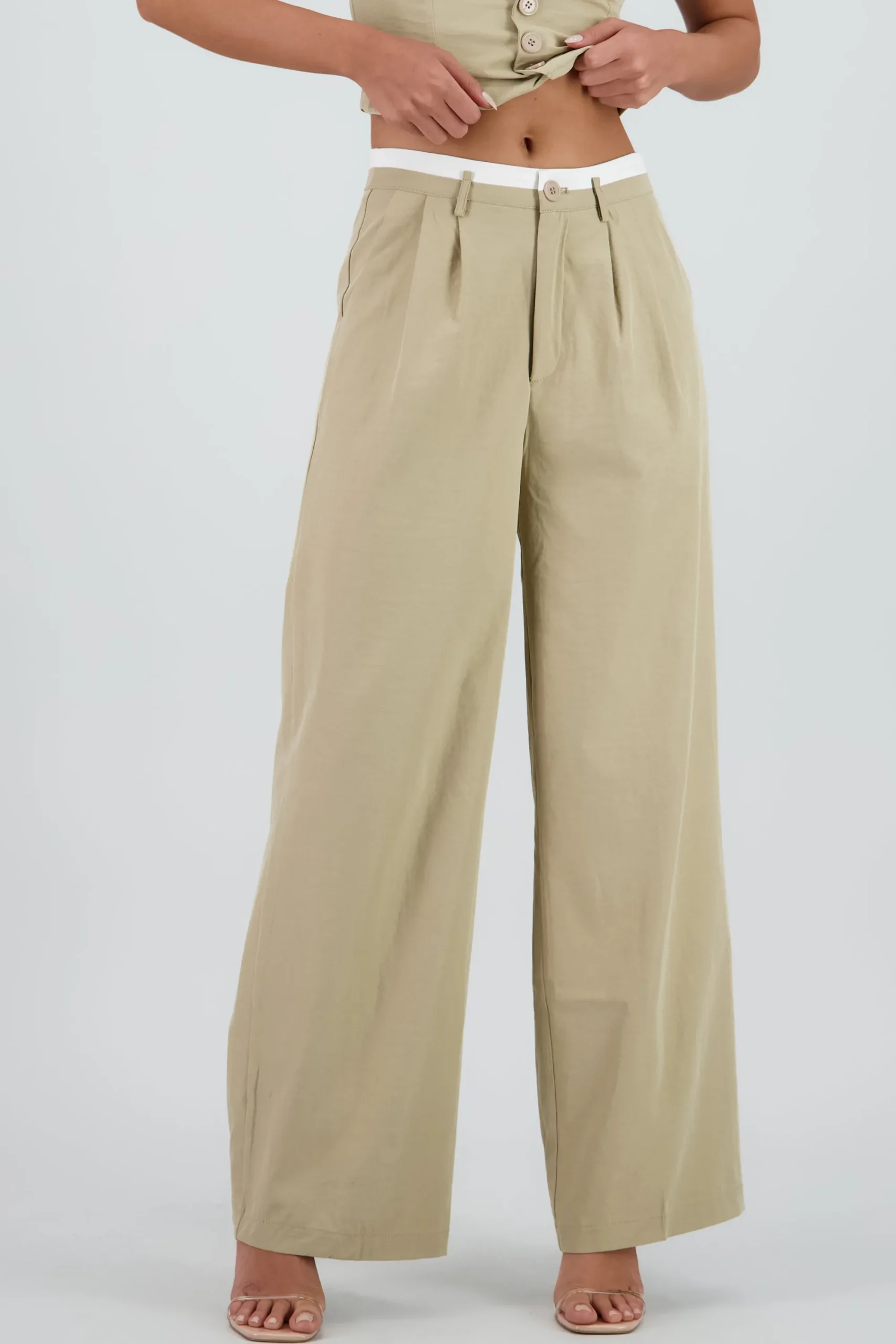Shasa Tailored Pants with Contrast Waistband