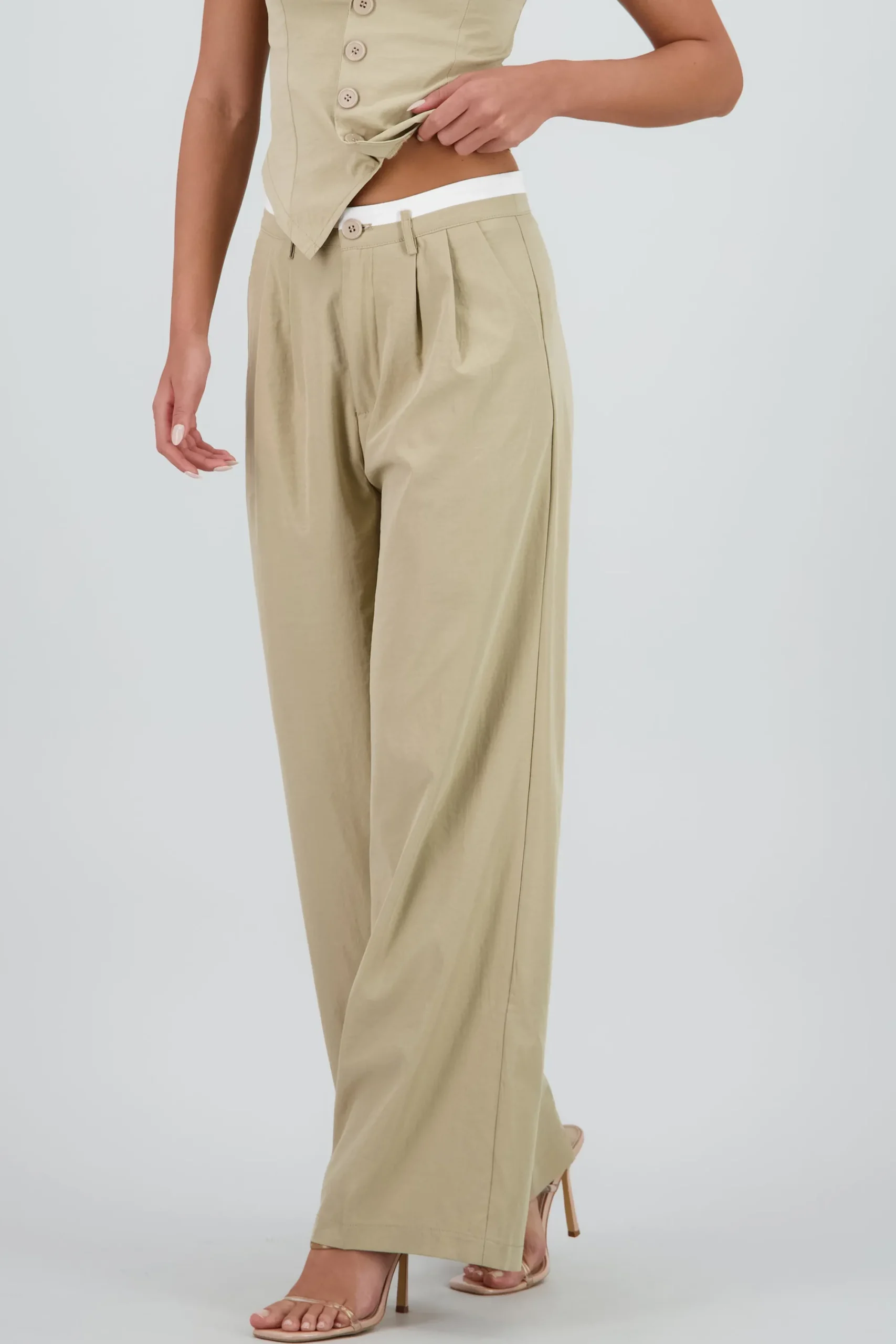 Shasa Tailored Pants with Contrast Waistband