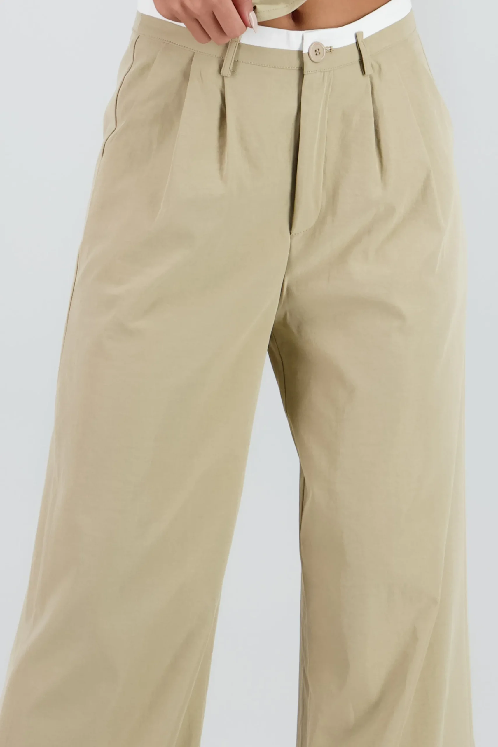 Shasa Tailored Pants with Contrast Waistband