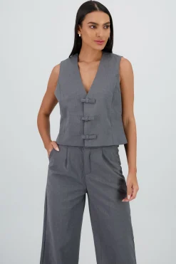 Shasa Tailored Vest with Bow Detail