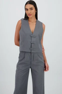 Shasa Tailored Vest with Bow Detail