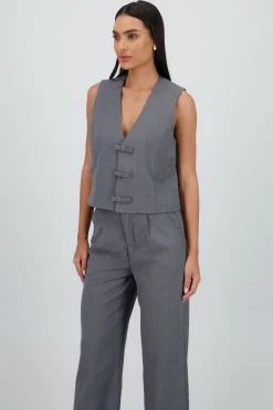 Shasa Tailored Vest with Bow Detail